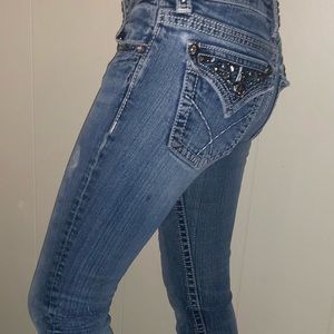 Miss Me bootcut jeans size 26 with rhinestones on front and back